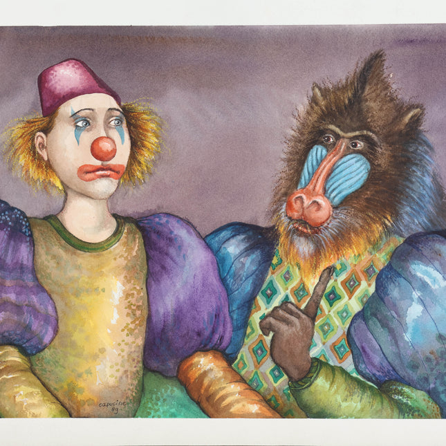 Clown met aap - Capucine Mazille (1953)