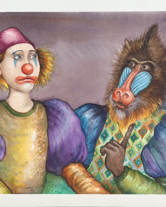 Clown met aap - Capucine Mazille (1953)