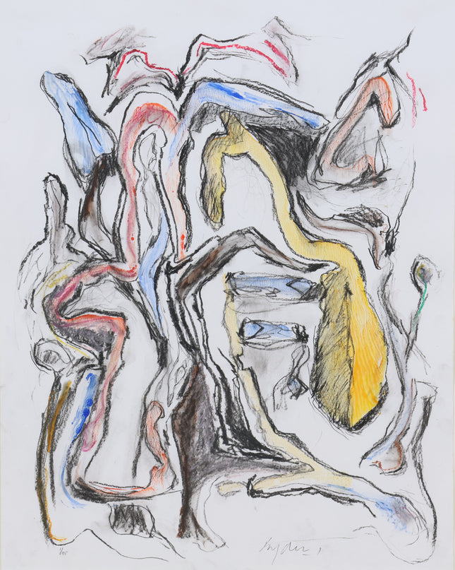 Tekening Abstract kleurrijk - Ad Snijders (1929-2010)