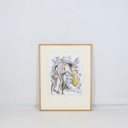 Tekening Abstract kleurrijk - Ad Snijders (1929-2010)