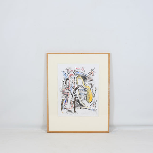 Tekening Abstract kleurrijk - Ad Snijders (1929-2010)