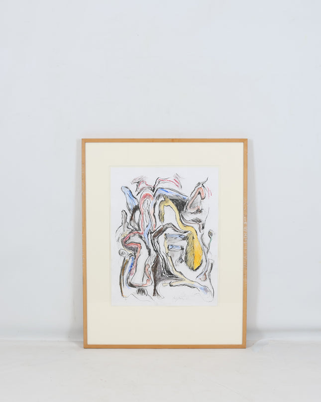 Tekening Abstract kleurrijk - Ad Snijders (1929-2010)