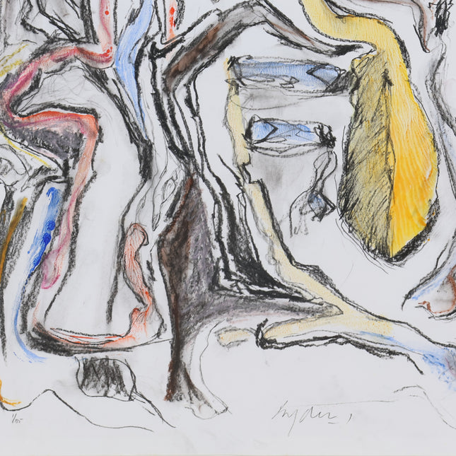 Tekening Abstract kleurrijk - Ad Snijders (1929-2010)