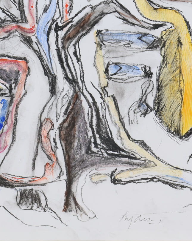 Tekening Abstract kleurrijk - Ad Snijders (1929-2010)