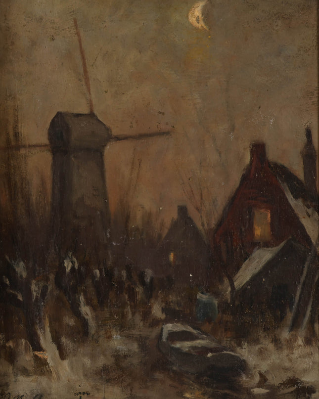 Gerardus Johannes Roermeester (1844-1936) - Molen in winter