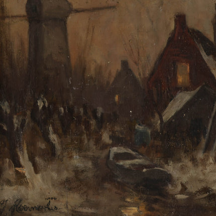 Gerardus Johannes Roermeester (1844-1936) - Molen in winter