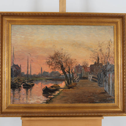 Michaël Joseph Stuber (1873-1954) - Stadsgezicht in avondzon