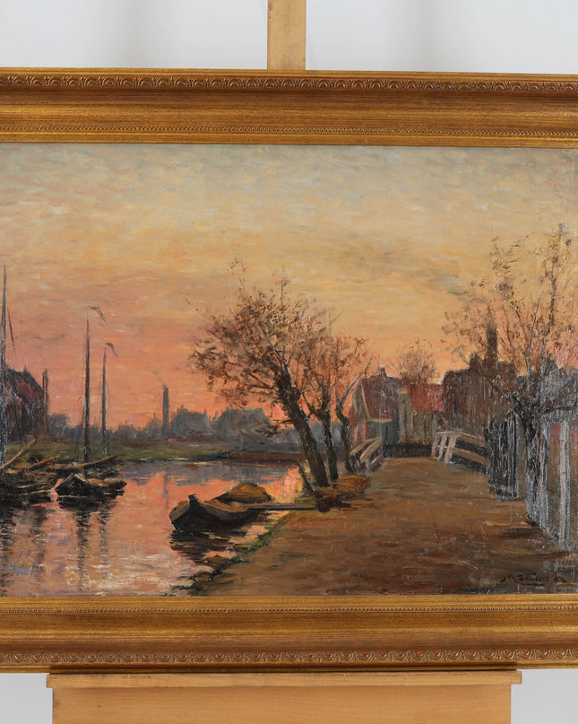 Michaël Joseph Stuber (1873-1954) - Stadsgezicht in avondzon