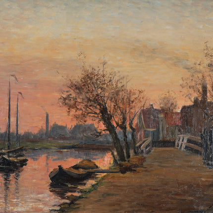 Michaël Joseph Stuber (1873-1954) - Stadsgezicht in avondzon