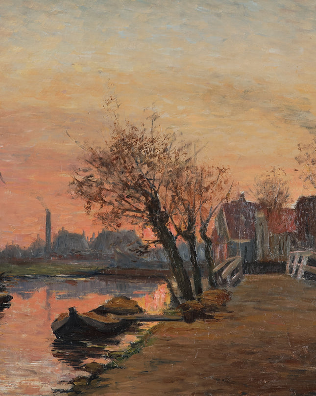 Michaël Joseph Stuber (1873-1954) - Stadsgezicht in avondzon