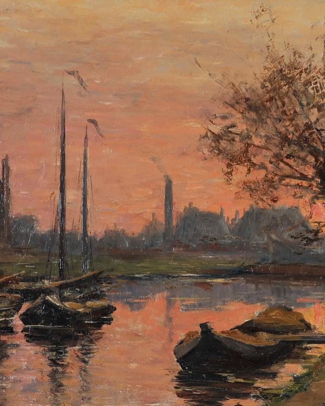 Michaël Joseph Stuber (1873-1954) - Stadsgezicht in avondzon
