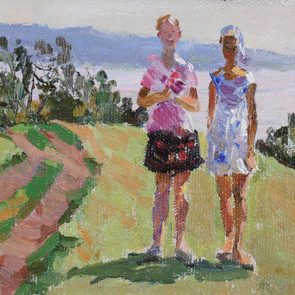 Girls near the Wolga - Victor Ivanovich Kudelkin (1911-1996)