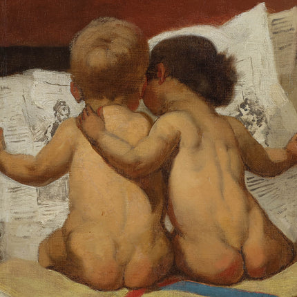 Het nieuws van de dag - Oostenrijkse School (XIX-XX), gesigneerd "A. Rössler"