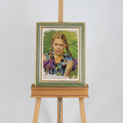 Girl with braids - Aurora Efimovna Sosnovskaya (1929)