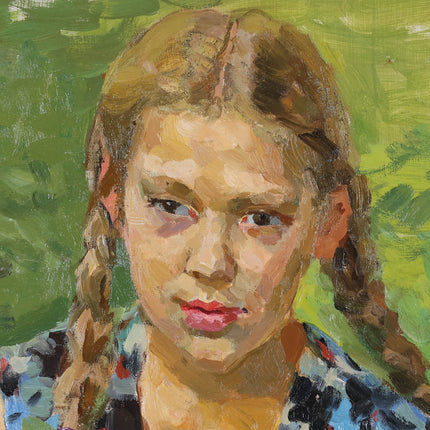 Girl with braids - Aurora Efimovna Sosnovskaya (1929)