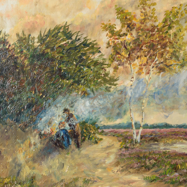 Landschap met schapen Drentse heide