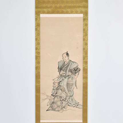 Warrior - Japanese scroll - Edo Period