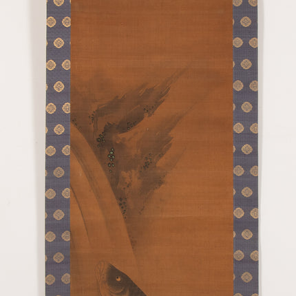 Carp climbing a waterfall - Japanse scroll