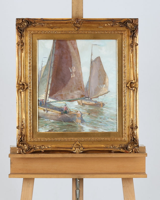 Zeilboten op het water, Volendam