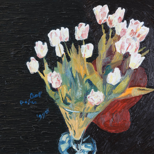 Peter Bol (1947) - Vaas met witte tulpen