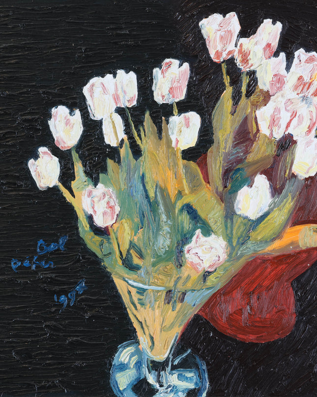 Peter Bol (1947) - Vaas met witte tulpen