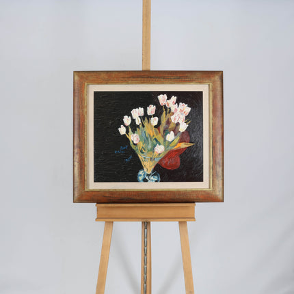Peter Bol (1947) - Vaas met witte tulpen