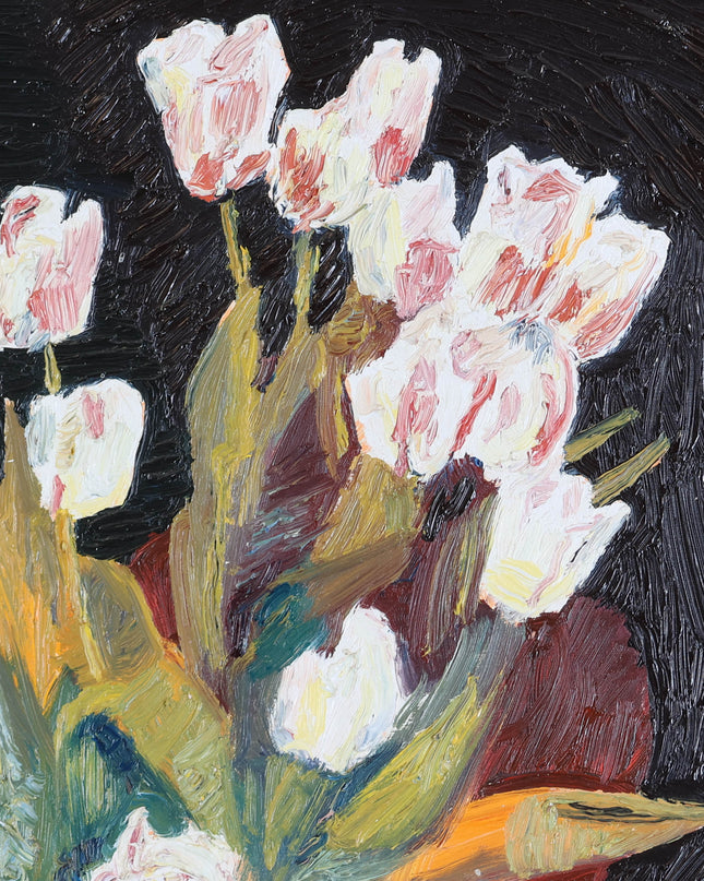 Peter Bol (1947) - Vaas met witte tulpen