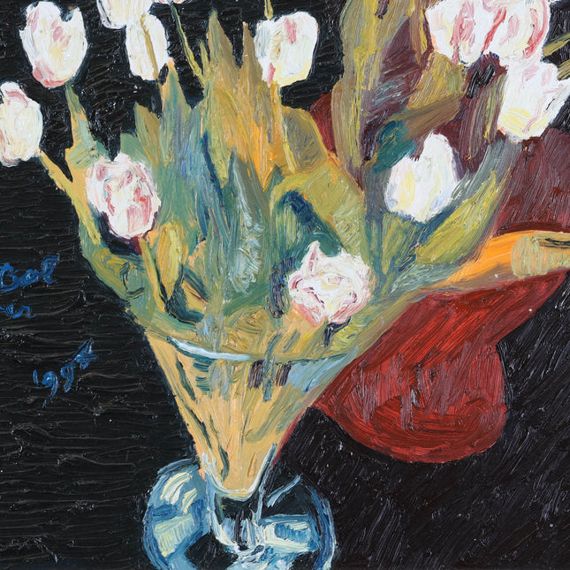 Peter Bol (1947) - Vaas met witte tulpen