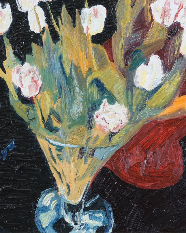 Peter Bol (1947) - Vaas met witte tulpen