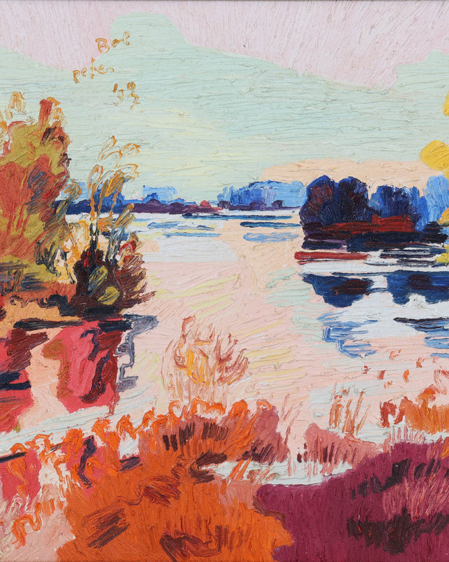 Peter Bol (1947) - 	Biesbosch, zicht op de Pannekoek