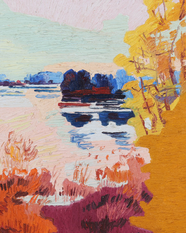 Peter Bol (1947) - 	Biesbosch, zicht op de Pannekoek