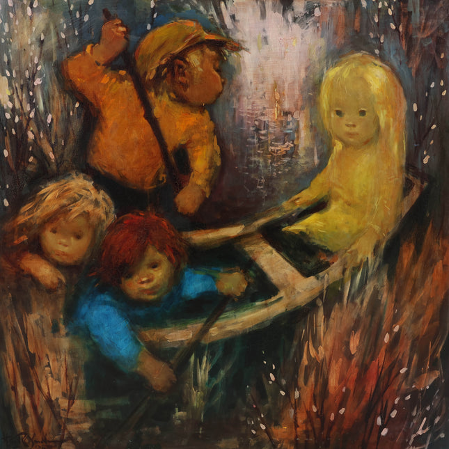 Hakkie van Rosmalen (1923-2001) - Kinderen in een bootje