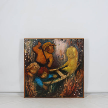 Hakkie van Rosmalen (1923-2001) - Kinderen in een bootje