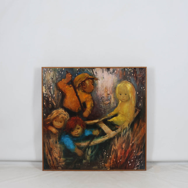 Hakkie van Rosmalen (1923-2001) - Kinderen in een bootje