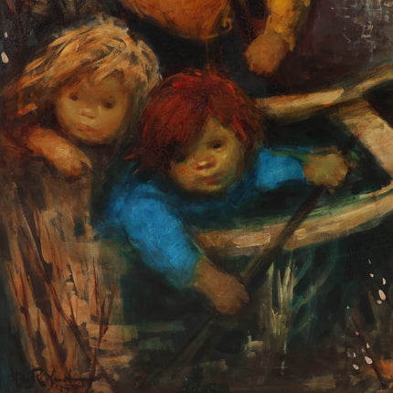 Hakkie van Rosmalen (1923-2001) - Kinderen in een bootje