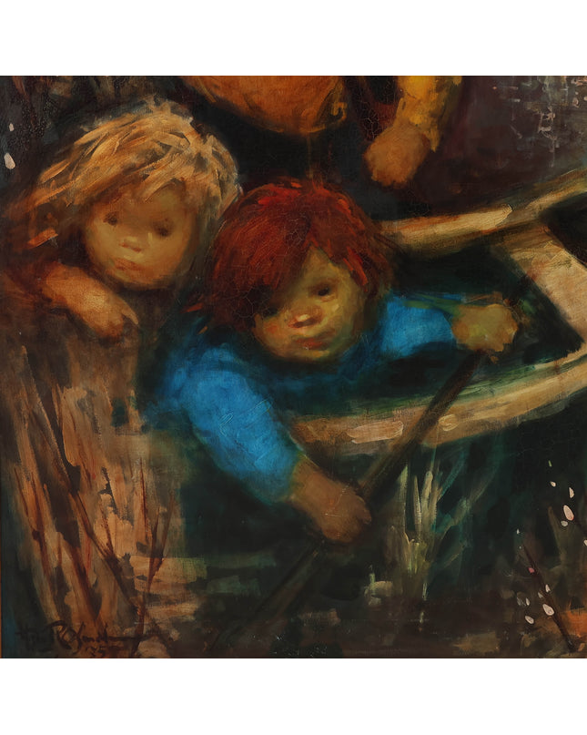 Hakkie van Rosmalen (1923-2001) - Kinderen in een bootje