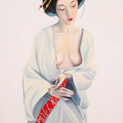 Vrouw in witte kimono