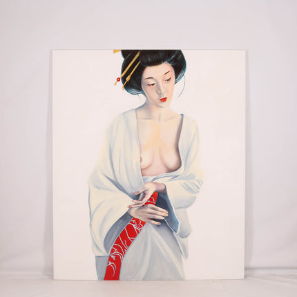 Vrouw in witte kimono