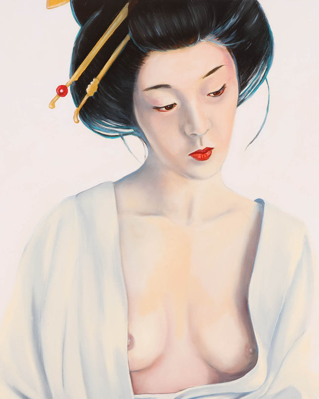 Vrouw in witte kimono