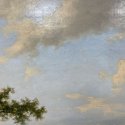 Rivierlandschap met zicht op een stad