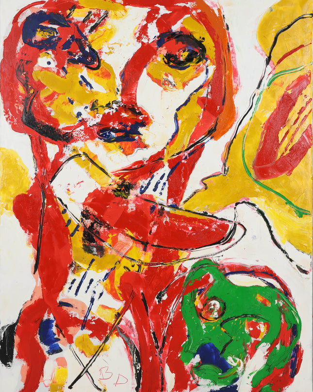 Broer Dobbelsteen (1936-2019) - Abstract figuur rood, geel, groen