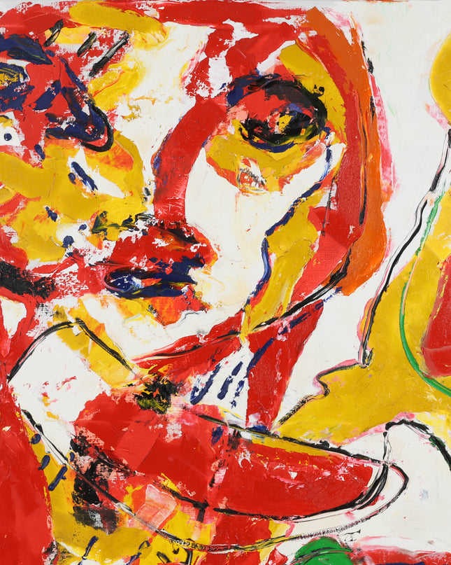 Broer Dobbelsteen (1936-2019) - Abstract figuur rood, geel, groen