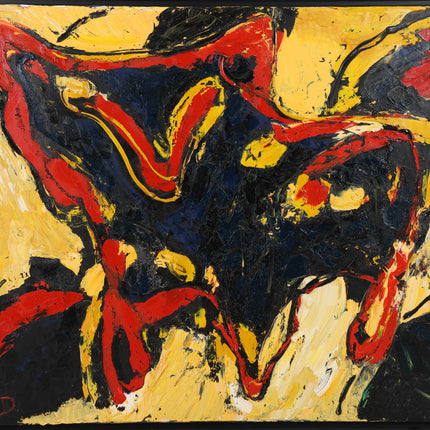 Broer Dobbelsteen (1936-2019) - Abstract figuur zwart, geel en rood