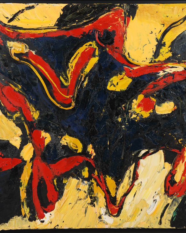 Broer Dobbelsteen (1936-2019) - Abstract figuur zwart, geel en rood