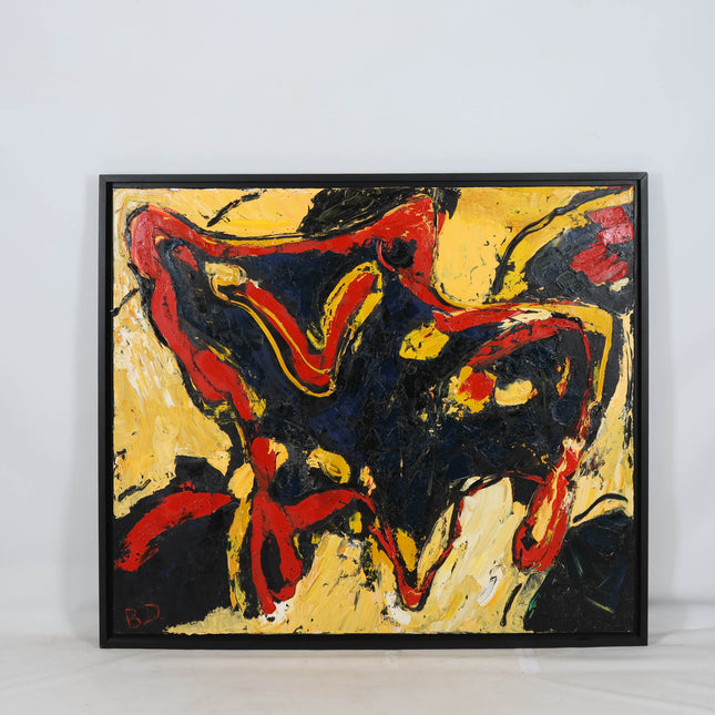 Broer Dobbelsteen (1936-2019) - Abstract figuur zwart, geel en rood