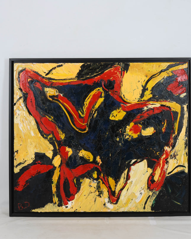 Broer Dobbelsteen (1936-2019) - Abstract figuur zwart, geel en rood