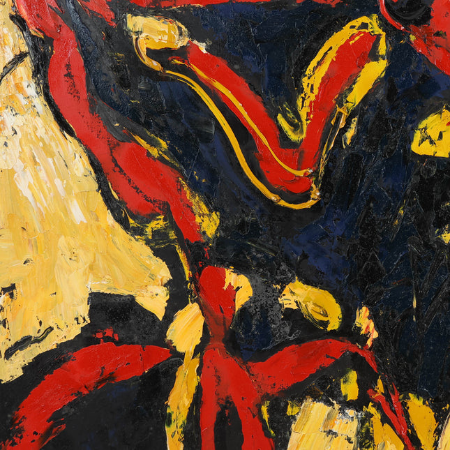 Broer Dobbelsteen (1936-2019) - Abstract figuur zwart, geel en rood