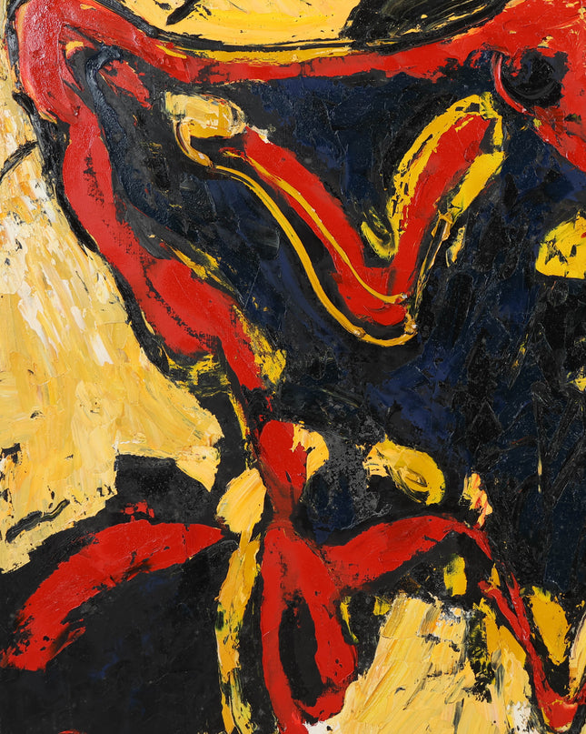 Broer Dobbelsteen (1936-2019) - Abstract figuur zwart, geel en rood