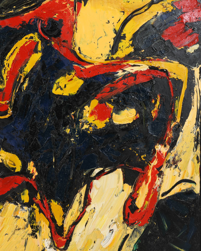 Broer Dobbelsteen (1936-2019) - Abstract figuur zwart, geel en rood