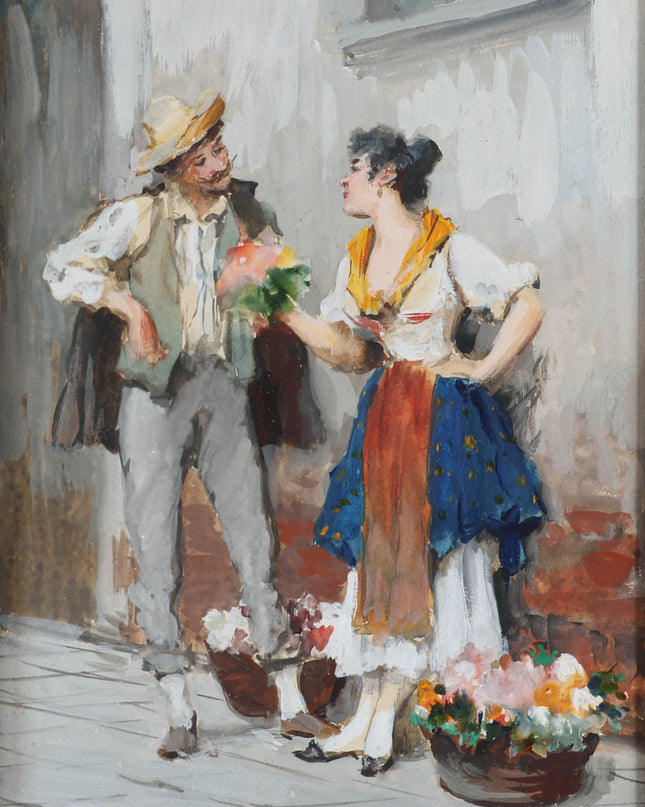 Eugene de Blaas (1843-1931) - De bloemenverkoopster